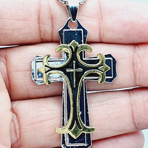 Other - ❤️ Stainless Steel Retro Layered Cross Necklace , N90201P120